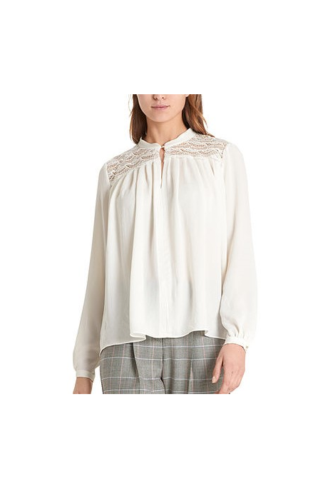 BLOUSE WITH LACE INSERTS (OFF WHITE)