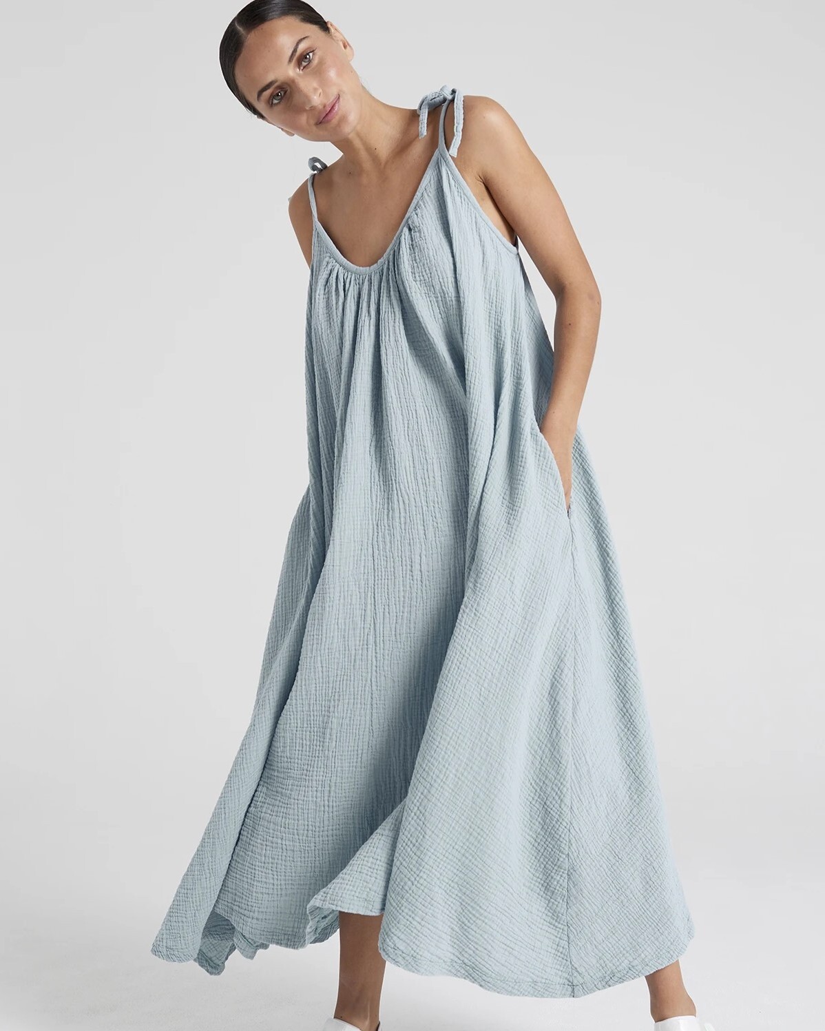 powder blue maxi dress