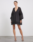 LILLIAN LINEN RAMIE SMOCK DRESS (BLACK)