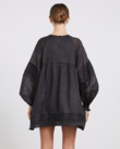 LILLIAN LINEN RAMIE SMOCK DRESS (BLACK)