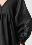 LILLIAN LINEN RAMIE SMOCK DRESS (BLACK)