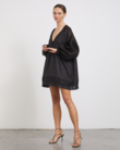 LILLIAN LINEN RAMIE SMOCK DRESS (BLACK)