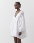 LILLIAN LINEN RAMIE SMOCK DRESS (OPTICAL WHITE)