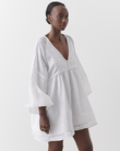 LILLIAN LINEN RAMIE SMOCK DRESS (OPTICAL WHITE)