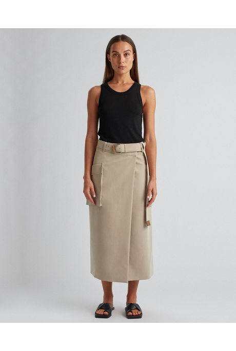 FRANCESCA MIDI SKIRT (PALE STONE)