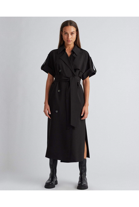 BANKS MIDI WRAP DRESS (BLACK)