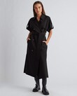 BANKS MIDI WRAP DRESS (BLACK)