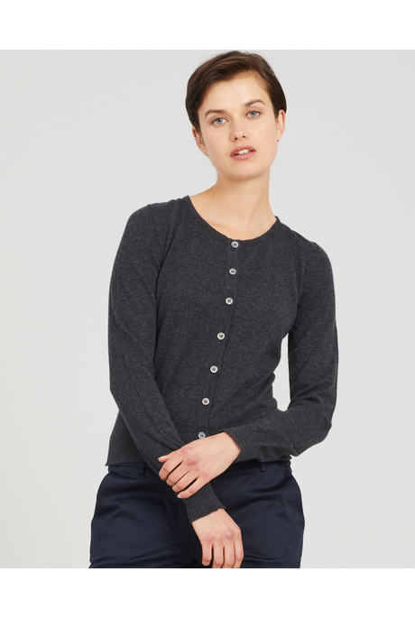 CASHMERE CROP CARDI (CARBON)