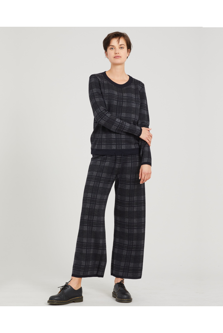 PLAID TRACK PANTS (NAVY/GUNMETAL/BLACK)