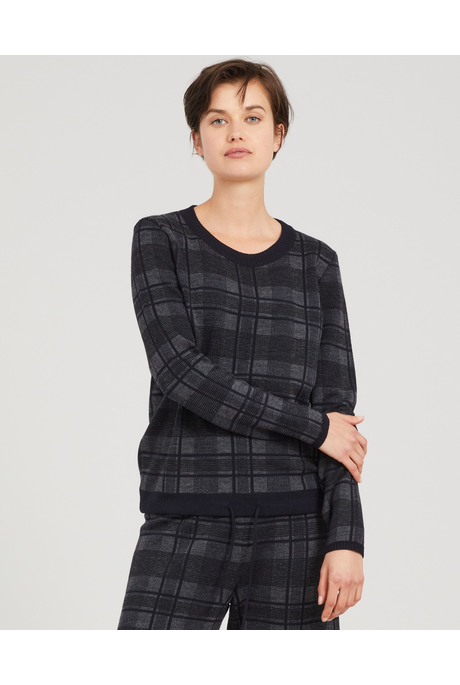 PLAID DRAWSTRING JUMPER (NAVY/GUNMETAL/BLACK)