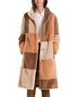 FLEECY PATCHWORK COAT (APRICOT BEIGE)