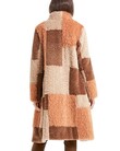 FLEECY PATCHWORK COAT (APRICOT BEIGE)