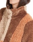 FLEECY PATCHWORK COAT (APRICOT BEIGE)