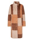 FLEECY PATCHWORK COAT (APRICOT BEIGE)