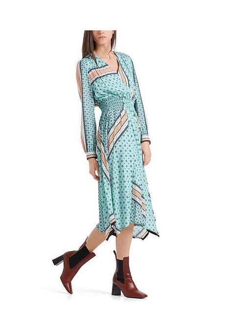 DRESS WITH FOULARD PRINT (CELESTE)