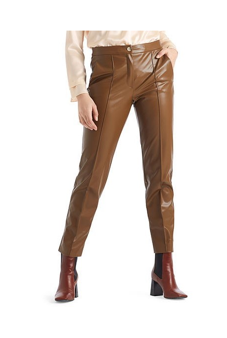 FAUX LEATHER PANTS (COGNAC)