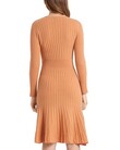 V NECK KNITTED DRESS (APRICOT BEIGE)