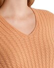 V NECK KNITTED DRESS (APRICOT BEIGE)