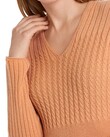 V NECK KNITTED DRESS (APRICOT BEIGE)