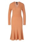 V NECK KNITTED DRESS (APRICOT BEIGE)