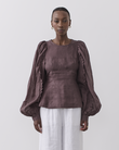 MARVA LINEN RAMIE BLOUSE (CHOCOLATE)