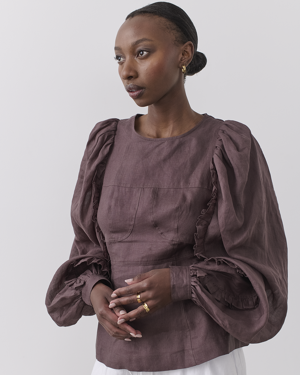 MARVA LINEN RAMIE BLOUSE (CHOCOLATE)- JOSLIN AUTUMN WINTER 21 Boxing ...