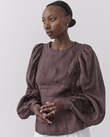 MARVA LINEN RAMIE BLOUSE (CHOCOLATE)