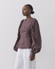 MARVA LINEN RAMIE BLOUSE (CHOCOLATE)