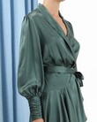 SILK WRAP MIDI DRESS (CLOVER)