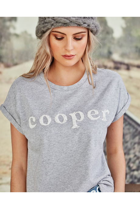 I BEAD COOPER TEE (GREY MARLE/WHITE)