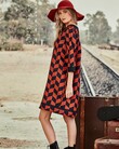 SHAKE SHIFT UP DRESS (RUST CHEVRON) 