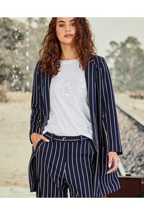 CASUAL BUSINESS JACKET (NAVY STRIPE)