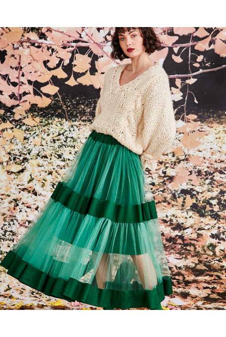 TIER DIARY SKIRT (GREEN/EVERGREEN)