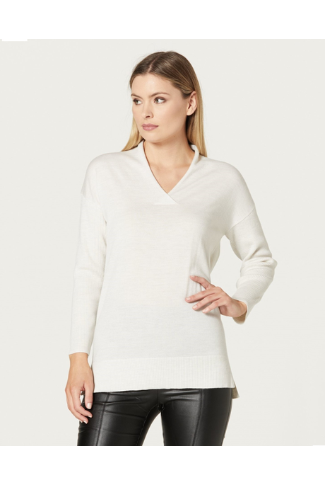 MERINO RELAXED V JUMPER (ANTIQUE WHITE)