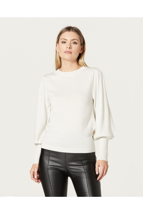 MERINO PUFF SLEEVE JUMPER (ANTIQUE WHITE)