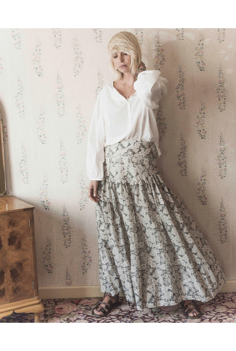 DROP YOKE MAXI SKIRT (VINTAGE BLOOMS)