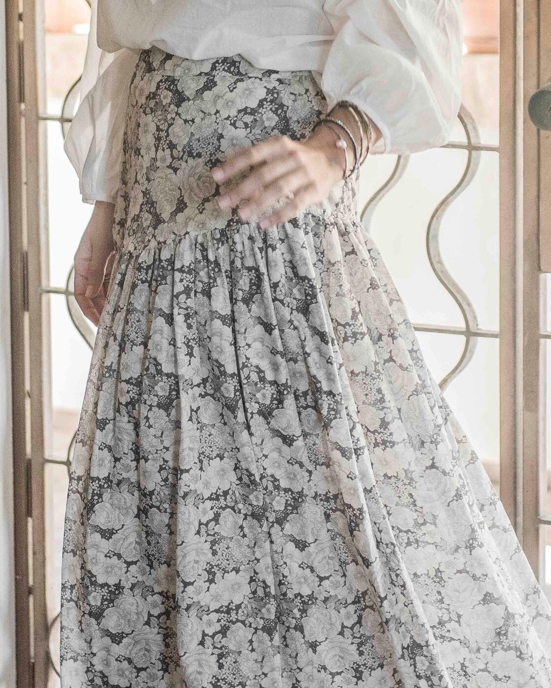 DROP YOKE MAXI SKIRT VINTAGE BLOOMS SOLEILUNA AUTUMN WINTER 21