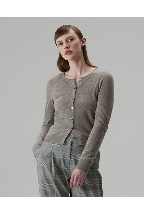 CASHMERE CROP CARDI (PEPPERCORN)