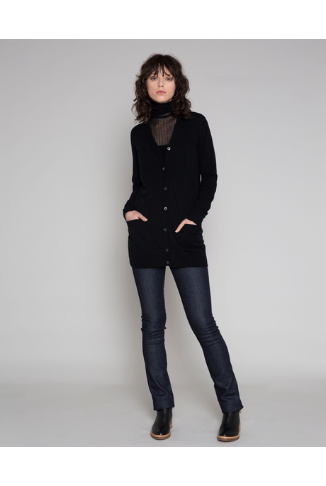 CASHMERE POCKET CARDI (BLACK)