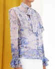 LUMINOUS RUFFLE BLOUSE (CORNFLOWER PRINT)