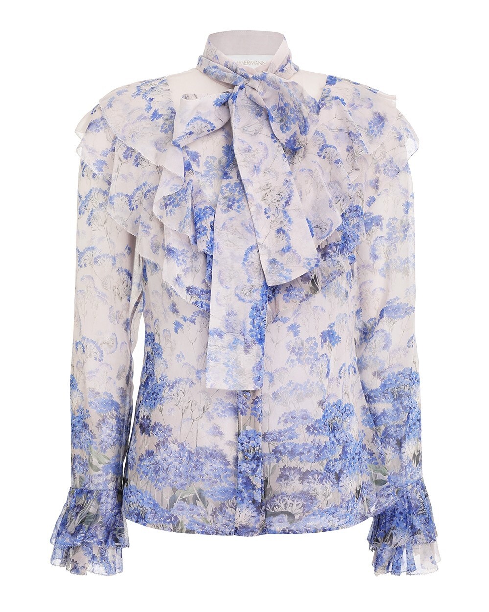 LUMINOUS RUFFLE BLOUSE (CORNFLOWER PRINT)- ZIMMERMANN AUTUMN WINTER 21 ...