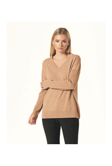 CASHWOOL V NECK JUMPER (CAMEL)