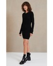 FREYA LONG SLEEVE KNIT MINI DRESS (BLACK)