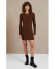 FREYA LONG SLEEVE KNITMINI DRESS (CHOCOLATE)