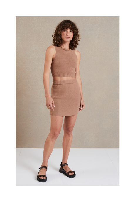 CECILE KNIT MINI SKIRT (MOCHA)