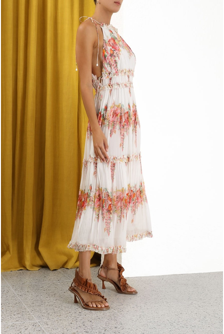 MAE TIERED FRILL LONG DRESS (iVORY FLORAL)- ZIMMERMANN