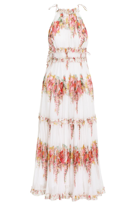 MAE TIERED FRILL LONG DRESS (iVORY FLORAL)