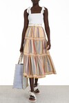 MAE LONG TIERED SKIRT (MULTI STRIPE)