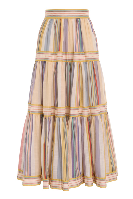 MAE LONG TIERED SKIRT (MULTI STRIPE)