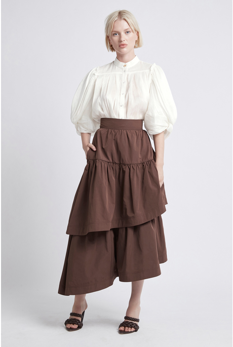 INTERLACE MIDI SKIRT (CHOCOLATE)